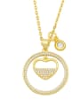thumb Brass Cubic Zirconia Crown Vintage Round Pendant Necklace 1