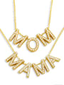 thumb Brass Cubic Zirconia Minimalist MOM Letter  Pendant Necklace 0