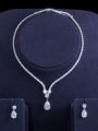 thumb Brass Cubic Zirconia  Trend Water Drop Earring and Necklace Set 1