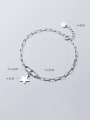 thumb 925 Sterling Silver Personality oval buckle five-pointed star  Link Bracelet 3