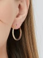 thumb Brass  Embossed Texture Geometric Minimalist Hoop Earring 1