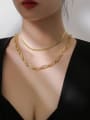 thumb Brass Hollow chain Hip Hop Geometric  Braclete and Necklace Set 2