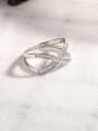 thumb 925 Sterling Silver Cubic Zirconia Double line cross Minimalist Band Ring 2