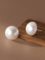 thumb 925 Sterling Silver Freshwater Pearl Round Ball Minimalist Stud Earring 0