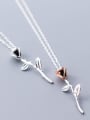 thumb 925 Sterling Silver Minimalist two-color rose flower pendant Necklace 2