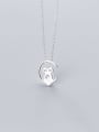 thumb 925 Sterling Silver Cubic Zirconia  Cute Hollow  owl pendant Necklace 1