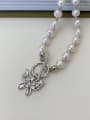 thumb 925 Sterling Silver Imitation Pearl Butterfly Vintage Necklace 3
