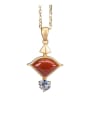 thumb 925 Sterling Silver Carnelian Vintage Triangle  Pendant 3