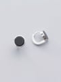 thumb 925 Sterling Silver Black Enamel Round Minimalist Stud Earring 3