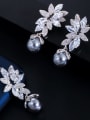 thumb Brass Cubic Zirconia Luxury Flower Earring and Necklace Set 3