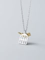 thumb 925 Sterling Silver Cute golden birdie pendant Necklace 3