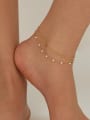 thumb Brass Imitation Pearl Minimalist Double Layer Chain Anklet 1