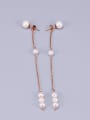 thumb Titanium Imitation Pearl Tassel Minimalist Threader Earring 3