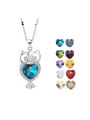 thumb 925 Sterling Silver Austrian Crystal Owl Classic Necklace 0