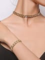 thumb Brass Cubic Zirconia Ethnic Geometric  chain Braclete and Necklace Set 3