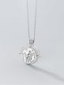 thumb 925 Sterling Silver Retro glossy English round portrait silver medal Necklace 3