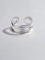 thumb 925 Sterling Silver Geometric Minimalist Simple double lines Stackable Ring 2