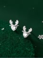 thumb 925 Sterling Silver Cubic Zirconia Deer Cute Christmas Stud Earring 0