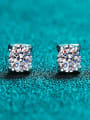 thumb Sterling Silver 1.0 CT Moissanite Square Dainty Stud Earring 3