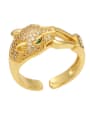 thumb Brass Cubic Zirconia Leopard Vintage Band Ring 1