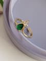 thumb 925 Sterling Silver Cubic Zirconia Green Water Drop Dainty Solitaire Ring 1