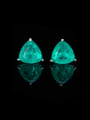 thumb Brass Cubic Zirconia Triangle Minimalist Cluster Earring 3