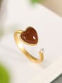 thumb 925 Sterling Silver Carnelian Heart Vintage Band Ring 0