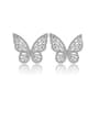 thumb Brass Cubic Zirconia Butterfly Dainty Stud Earring 0