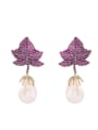 thumb Brass Cubic Zirconia Flower Luxury Drop Earring 0