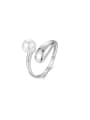 thumb 925 Sterling Silver Imitation Pearl Irregular Minimalist Band Ring 0