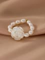 thumb 925 Sterling Silver Freshwater Pearl Flower Minimalist Band Ring 2