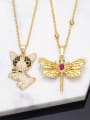 thumb Brass Cubic Zirconia animal Vintage Dragonfly Dog Pendant Necklace 0