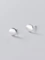 thumb 925 Sterling Silver smooth Round Minimalist Stud Earring 1