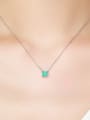 thumb 925 Sterling Silver Opal Square Minimalist Pendant Necklace 1