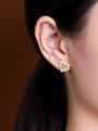 thumb 925 Sterling Silver Jade Triangle Minimalist Stud Earring 1