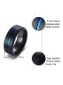 thumb Stainless Steel With Gun Plated Simplistic Brushed Black and Blue Men's Ring 2