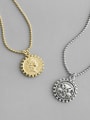 thumb S925 Sterling Silver retro portrait coin geometric round brand round bead necklace 0