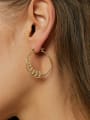 thumb Brass Cubic Zirconia Leaf Minimalist Huggie Earring 1