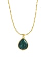 thumb Brass Malchite Water Drop Vintage Necklace 3