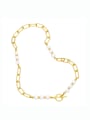 thumb Brass Imitation Pearl Geometric Hip Hop Hollow Chain Necklace 0