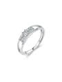 thumb 925 Sterling Silver Cubic Zirconia Dainty Double Layer Line Band Ring 0