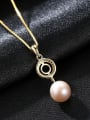 thumb 925 Sterling Silver  3A Zicon Freshwater Pearl Geometric Pendant Necklace 3