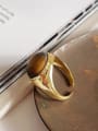 thumb 925 Sterling Silver Tiger Eye Oval Vintage Band Ring 1