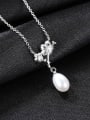 thumb 925 Sterling Silver  Fashion two color  plating Plum Blossom Freshwater Pearl Necklace 3