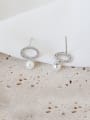 thumb S925 pure silver minimalist circle micro inlaid with zircon Shell Bead Earrings 1