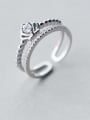 thumb 925 Sterling Silver Cubic Zirconia Irregular Minimalist Stackable Ring 0