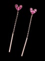 thumb Brass Cubic Zirconia Heart Minimalist Threader Earring 1