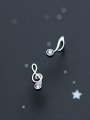 thumb 925 Sterling Silver Simple fashion asymmetrical notes  Stud Earring 0