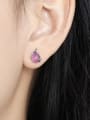thumb 925 Sterling Silver Synthetic Crystal Water Drop Vintage Stud Earring 1