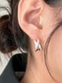 thumb 925 Sterling Silver Cross Knotted Vintage Stud Earring 1